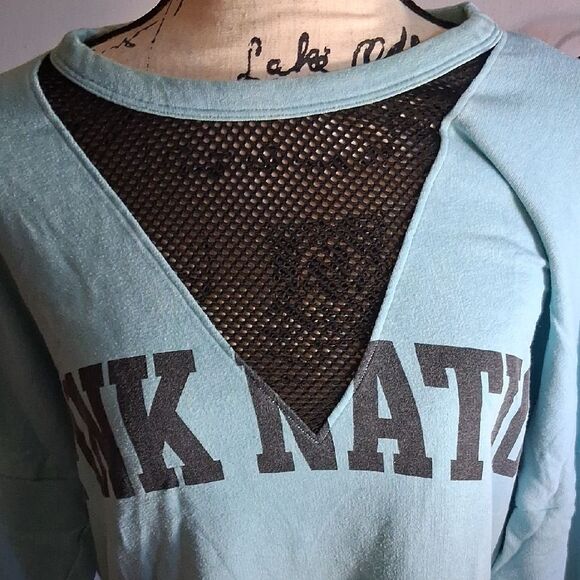 PINK VS Blue PINK NATION Mesh Sweatshirt Size Medium - Picture 2 of 7